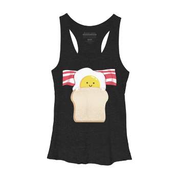 Women's Design By Humans Cute Cartoon Sunny Egg, Toast, Bacon By radiomode Racerback Tank Top
