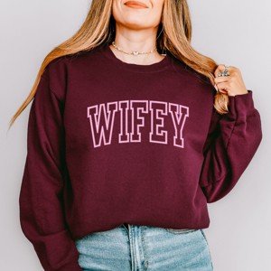 Simply Sage Market Embroidered Wifey Arched Varsity Sweatshirt - 1 of 4