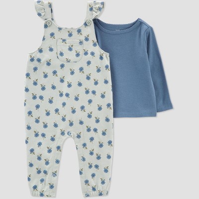 Image of Carter's Just One You® Baby Girls' Floral Top & Bottom Set - Olive/Navy 6M