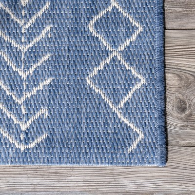 Blue Geometric Moroccan Indoor/Outdoor Area Rug