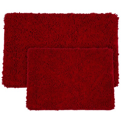 Hastings Home High Pile Memory Foam Bathroom Mat Set - 2-pc, Burgundy