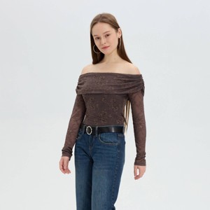 Women's Long Sleeve Off the Shoulder Foldover Top - Wild Fable™ - 1 of 3