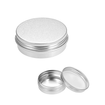 Unique Bargains Round Aluminum Cans Tin Can Screw Top Metal Lid Containers Silver Tone 2.76"x0.98" 12 Pcs