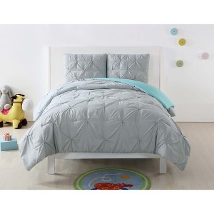 Twin Extra Long Anytime Pleated Duvet Set Gray/Turquoise - My World