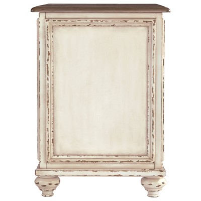 Antiqued Two-Tone Mirrored Cottage End Table with Storage