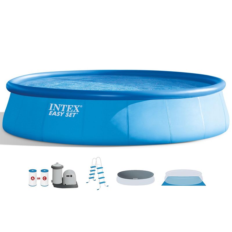 Intex Inflatable Round Pool, 18’ Round Solar Pool Cover & Type A Filter (6 Pack), 4 of 7