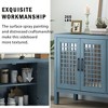 Sideboard Buffet Cabinet, Kitchen Pantry Cabinet W/2 Adjustable Shelves, 4 Doors, Closed Texture Pattern, Retro Mirror Dining Cabinet for Living Room - 3 of 4