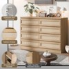 Dresser for Bedroom, Rattan 6/8 Drawer Dresser for Closet, Double Wood Dressers & Chest of Drawers, For Bedroom/Living Room/Entryway, Natural - 3 of 4