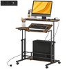HOMCOM Standing Desk with Power Outlets, Height Adjustable Stand Up Desk with Tiltable Tabletop, Lockable Wheels, Shelf, for Home Office, Brown - 4 of 4