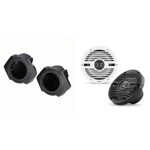 Clarion CMS-651-CWB 6.5" Classic Grill Marine Speakers & Polaris RZR Front 6.5" Speaker Pods 2014-UP ( Except PRO XP) - 1 of 4