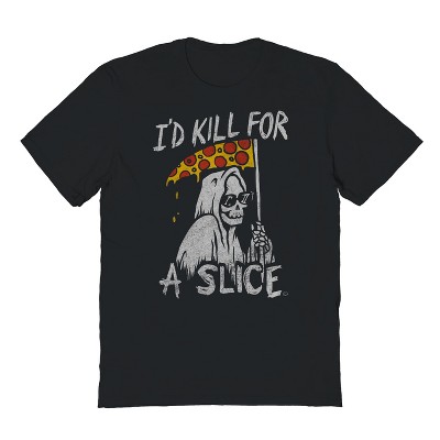 Rerun Island Men's Id Kill For A Slice   Halloween Short Sleeve Graphic Cotton T-Shirt