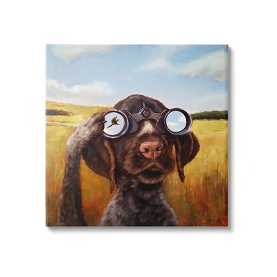 Stupell Industries Dog Watching Bird Binoculars Canvas Wall Art
