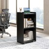 Tangkula Set of 2 Rolling Podium Stand Mobile Lectern Stand w/ 2 Shelves & Lockable Wheels - 3 of 4