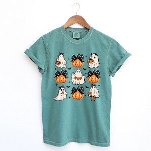 Simply Sage Market Women's Ghost and Pumpkin Coquette Short Sleeve Garment Dyed Tee - 1 of 4