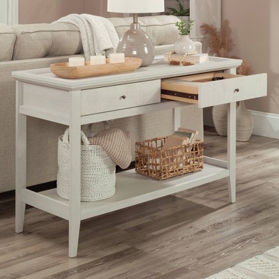 Glacier Oak Console Table with Drawers and Shelf
