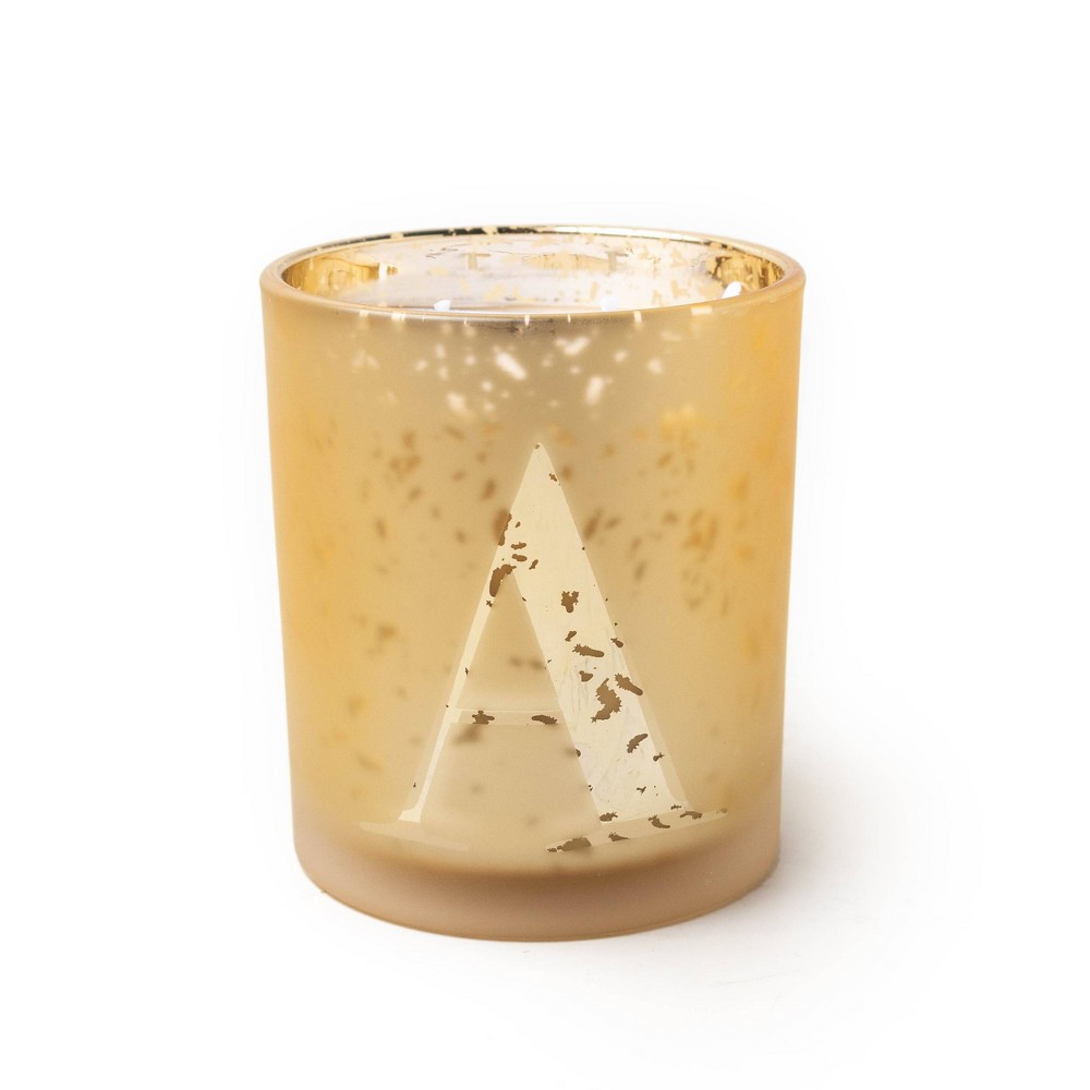12oz 'A' Monogram Candle Mandarin & Redwood Foundry Gold - Foundry Candle Co. | Target