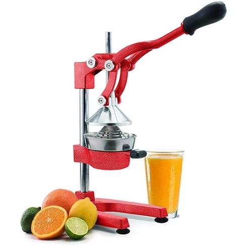 Vollum Manual Fruit Juicer - Commercial Grade, Stainless Steel and Cast  Iron - Non-skid Suction Cup Base - 15.3 - Red