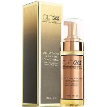 GLO24K Exfoliating & Foaming Facial Cleanser with 24k Gold, Witch Hazel & Aloe Vera -MADE IN THE USA