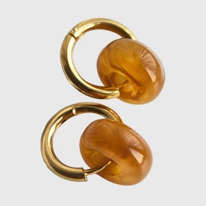 Anna-Kaci Women's Huggie Hoop Earrings with Gemstone Drop - Edgy Minimalist Statement Earrings - 1 of 4