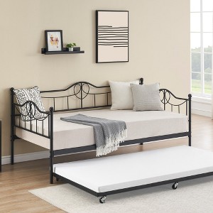 Whizmax Twin Daybed with Trundle Bed,Metal Twin Day Bed Twin Size with Steel Slat Support, Sofa Bed for Living Room and Guest Room - 1 of 4