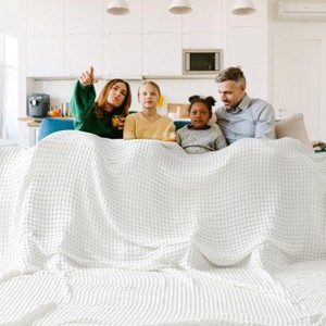 Bedsure Cooling Cotton Waffle Blanket-Lightweight Breathable Blanket of Rayon Derived from Bamboo - 1 of 4