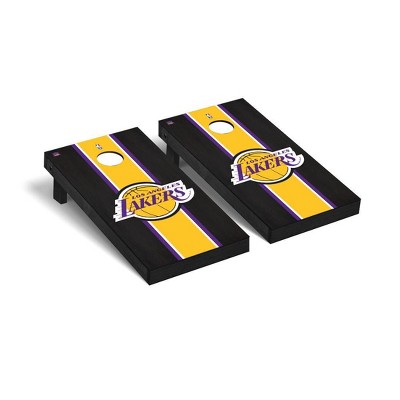 NBA Los Angeles Lakers Premium Cornhole Board Onyx Stained Stripe Version
