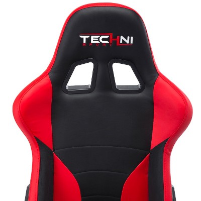 Red and Black Ergonomic PU Leather Gaming Chair with Lumbar Support