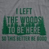 Mens Funny T Shirts I Left The Woods To Be Here Sarcasitc Camping Tee For Men - Crazy Dog Men's T Shirt - 2 of 4