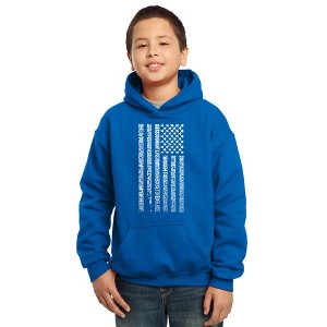 LA Pop Art Boy's Word Art Hooded Sweatshirt - National Anthem Flag - 1 of 4