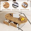 Vynxaria Cozy Natural Oval MDF stickerDouble Drawer Coffee Table 43.3"x23.6" Multi-Functional Design - 4 of 4