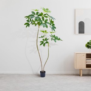 Artificial Umbrella Tree, Adjustable PVC Fake Plant, Modern Potted Floor Decor for Living Room, Office, Patio, Porch - 1 of 4