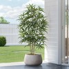 LuxenHome 17" Dia Round Concrete Planter Indoor Outdoor Large Plant Pot Handmade Rustic Distressed Ribbed Flower Pot for Home Garden Patio Off-White - 3 of 4