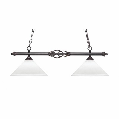 Toltec Lighting Elegante 2 - Light Island Pendant Light in  Dark Granite with 12" Frosted Crystal Shade