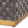 Noah Velvet Fabric Upholstered Square Cocktail Ottoman Gray/Gold - Baxton Studio - 3 of 4