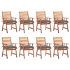 vidaXL 8X Solid Acacia Wood Patio Dining Chairs with Cushions - Gray, Weather-Resistant for Garden, Terrace, or Patio - 2 of 4