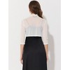 INSPIRE CHIC Women's Mesh 3/4 Sleeves Open Front Elegant Ruffle Crop Bolero Shrugs - 3 of 4