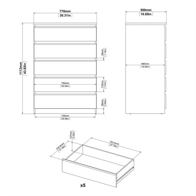 Scottsdale Truffle Gray 5-Drawer Engineered Wood Chest