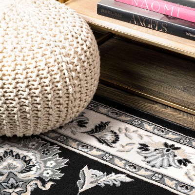Gray and Ivory Rectangular Synthetic Area Rug