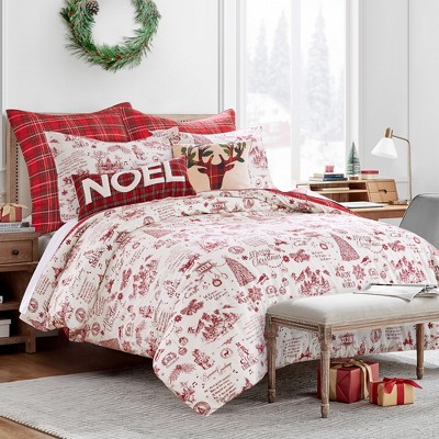 Yuletide Red and Cream Cotton Twin Duvet Cover Set
