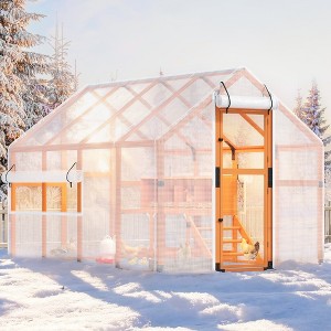 Sandinrayli Extra Large Chicken Coop Run, Outdoor Hen House with Removable Waterproof Full Cover - 1 of 4