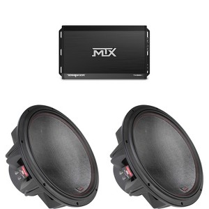 MTX TERMINATOR 1000-Watt RMS 1Ω Mono Block Class D Amplifier and Two MTX Audio 7515-44 75-Series 15" 750W RMS Dual 4-Ohm Subwoofer - 1 of 4