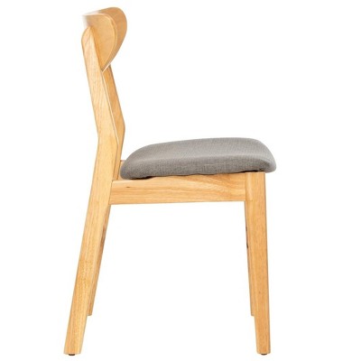 Transitional Gray-Brown Wood Upholstered Side Chair, Set of 2