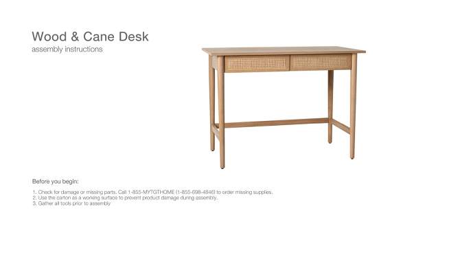 Wood &#38; Cane Writing Desk Natural - Hearth &#38; Hand&#8482; with Magnolia, 6 of 7, play video