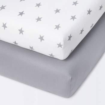 Fitted Mini Crib Jersey Sheet - Cloud Island™ Star/Gray 2pk