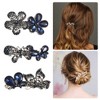 Unique Bargains 3 Pcs Hair Clips Hair Accessories for Women Hair Barrettes Sparkly Bling Rhinestones Hairpin Blue Black - 2 of 4