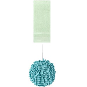 REGALWOVEN Solid Soft Absorbent Hand Towels for Bathroom Kitchen 14" x 30"/6" x 6" 2 Pcs - 1 of 4