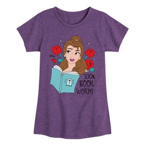 Girls' - Disney - 100% Book Worm Fitted Short Sleeve Graphic T-Shirt - 1 of 4