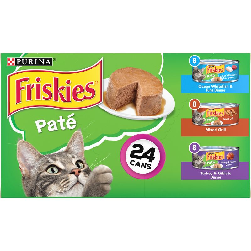 Purina Friskies Pat&#233; Wet Cat Food Fish, Tuna, Mixed Grill &#38; Turkey - 5.5oz/24ct Variety Pack, 1 of 8