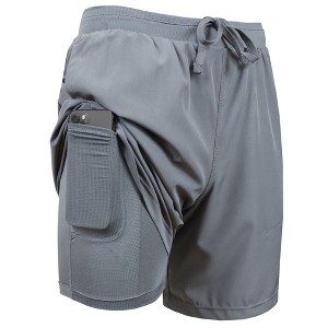 Jump Start Men's 2 in 1 Stretch Active Quick Dry Gym Running Shorts With Liner - 1 of 4