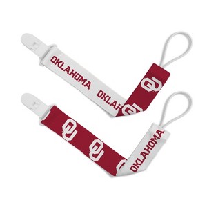 BabyFanatic Officially Licensed Unisex Pacifier Clip 2-Pack - NCAA Oklahoma Sooners - Officially Licensed Baby Apparel - 1 of 3